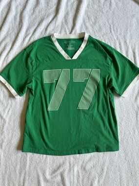 Grayson Threads Juniors Green Short Sleeve V-Neck “77” Jersey T-Shirt Size XS